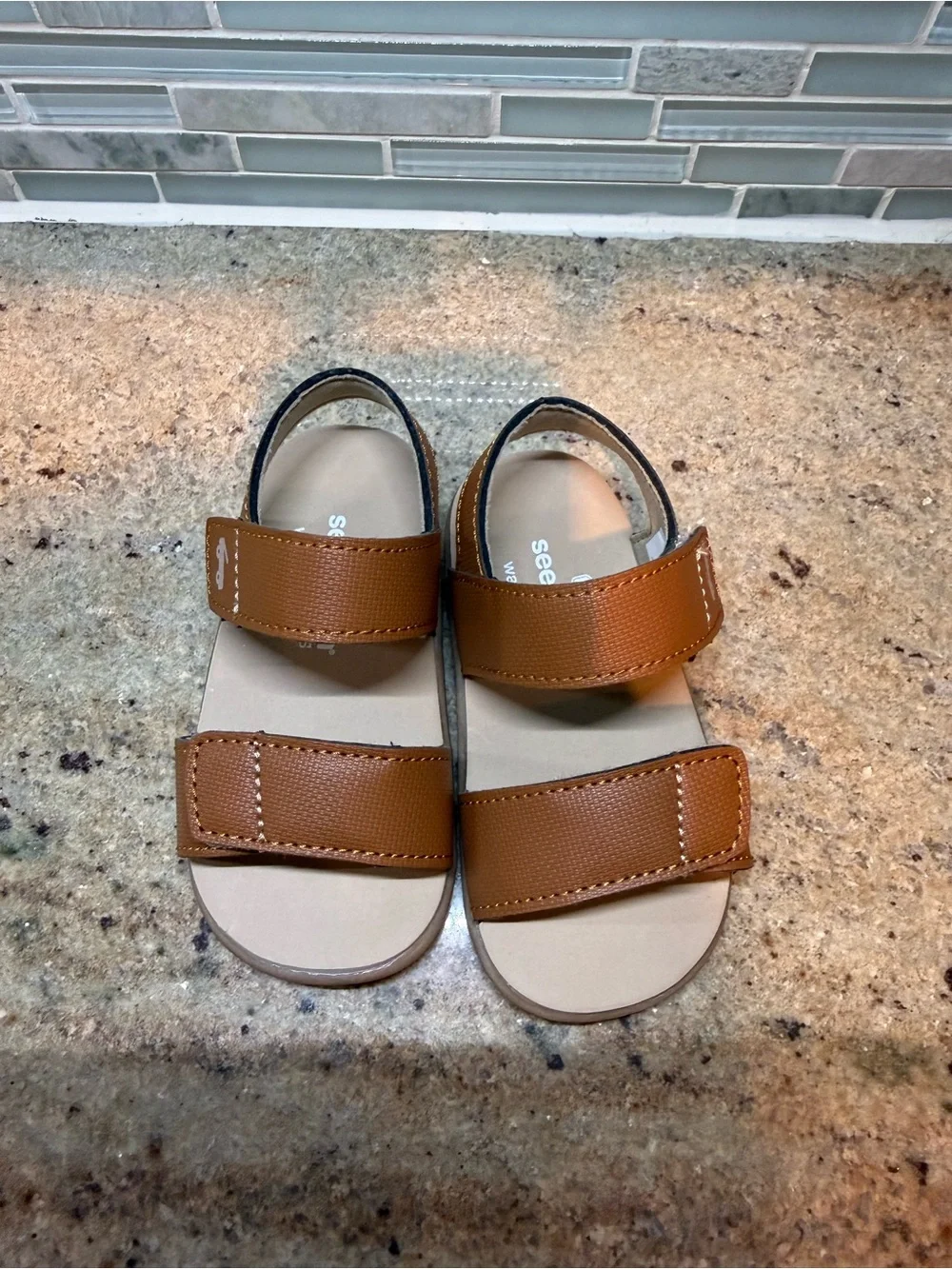Toddler’s See Kai Run Brown Double-Strap Adjustable Sandals NWOT in Size 6